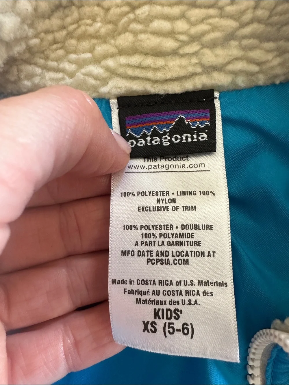 Patagonia Kids Retro-X Fleece Vest Cream Blue Size XS 5-6